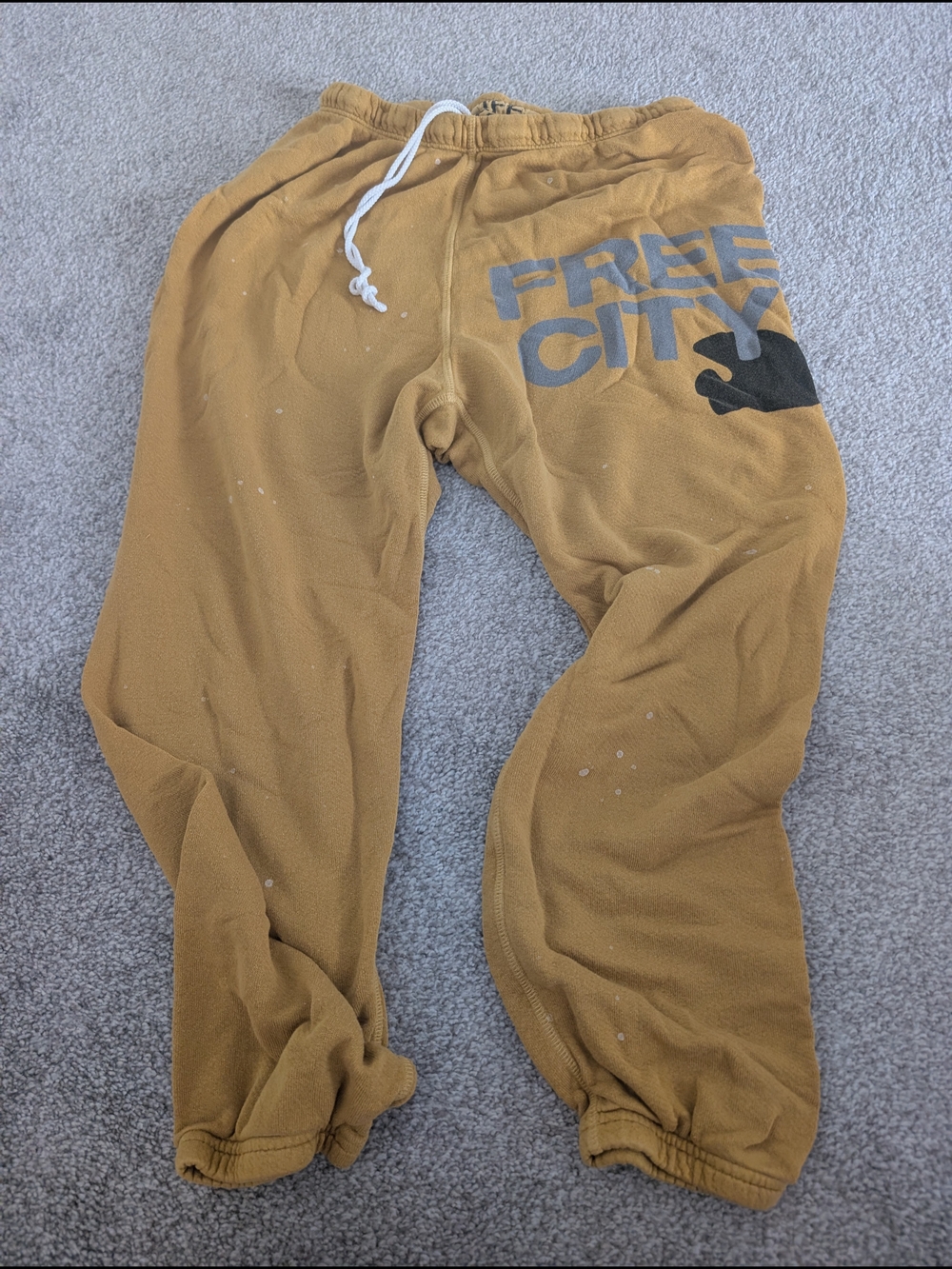 freecity Mustard Yellow Track Pants with Black Logo